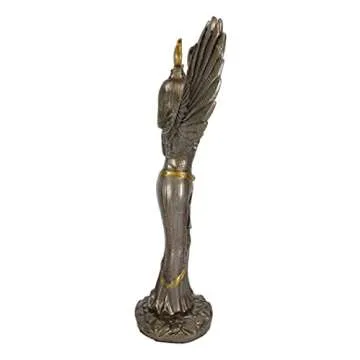 Ebros Gift Egyptian Goddess Isis Ra with Open Wings Statue 12" Tall Deity of Motherhood Magic Wisdom and Nature Home Decorative Sculpture Gods of Egypt Accent (Bronze Patina)