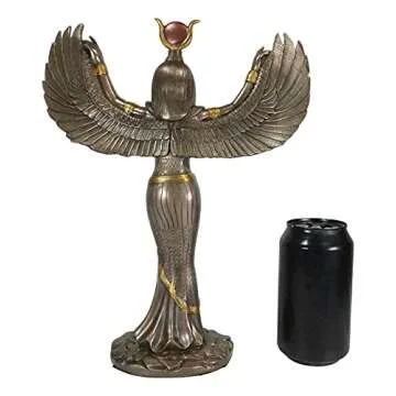 Ebros Gift Egyptian Goddess Isis Ra with Open Wings Statue 12" Tall Deity of Motherhood Magic Wisdom and Nature Home Decorative Sculpture Gods of Egypt Accent (Bronze Patina)
