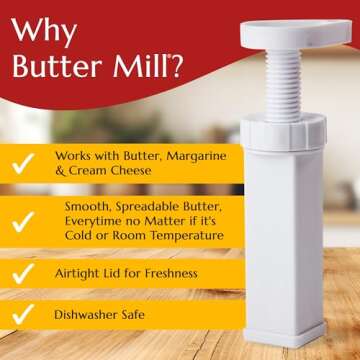 MAX SPACE Butter Mill Butter Dispenser Stick With Tablespoon Gradations- Twist to Spread Thin Butter Ribbons, Keeps Butter & Margarine Fresh Longer - Superior to a Butter Dish -