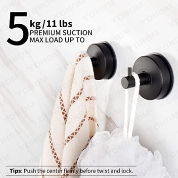 YOHOM Stainless Steel Suction Cup Hooks for Bathroom
