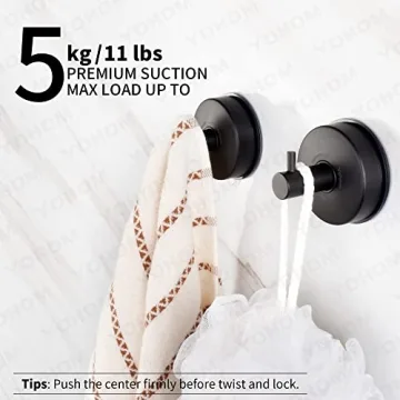 YOHOM Stainless Steel Suction Cup Hooks for Bathroom