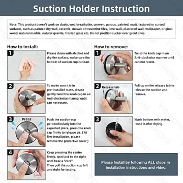 YOHOM Stainless Steel Suction Cup Hooks for Bathroom