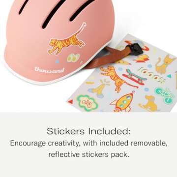Thousand Kids Helmet – Free Reflective Sticker Pack to Customize, No Pinch Magnetic Buckle, Multi ...