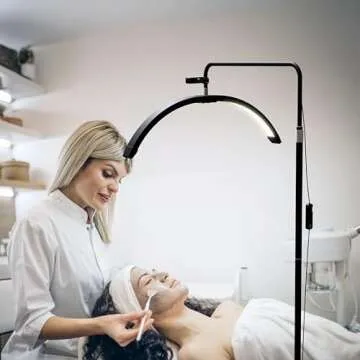 Hi_friend 26 inch Eyelash LED Floor Light, Half Moon Lamp for Eyelash Extension, Arched Lash Light, Esthetician Lighting for Beauty, Skincare, Lashes, Eyebrows, Filming Content Creation