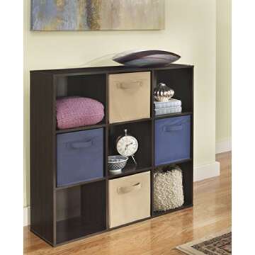 ClosetMaid 9 Cube Laminated Wood Stackable Open Bookcase Display Shelf Organizer for Household, Living Rooms, and Studies, Espresso
