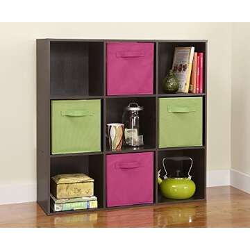 ClosetMaid 9 Cube Laminated Wood Stackable Open Bookcase Display Shelf Organizer for Household, Living Rooms, and Studies, Espresso