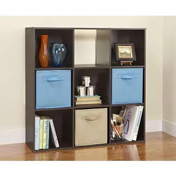 ClosetMaid 9 Cube Laminated Wood Stackable Open Bookcase Display Shelf Organizer for Household, Living Rooms, and Studies, Espresso