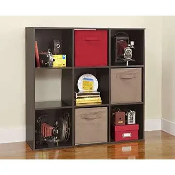 ClosetMaid 9 Cube Laminated Wood Stackable Open Bookcase Display Shelf Organizer for Household, Living Rooms, and Studies, Espresso
