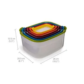 Joseph Joseph Nest Plastic Food Storage Containers Set with Lids Airtight Microwave Safe, 12-Piece, Multi-color