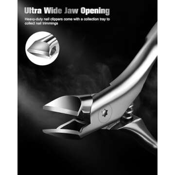 FERYES Wide Jaw Thick Toenail Clippers Thick Toenails - Precision Stainless Steel Toe Nail Clippers ...