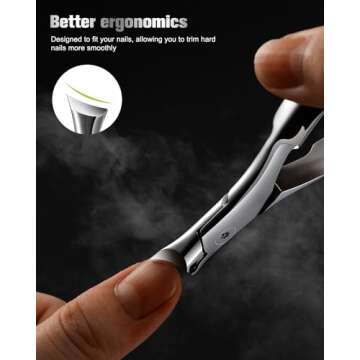 FERYES Wide Jaw Thick Toenail Clippers Thick Toenails - Precision Stainless Steel Toe Nail Clippers for Thick Nails for Seniors with Catcher - Silver