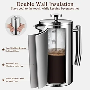 BAYKA French Press Coffee Maker - Insulated, Elegant & Durable