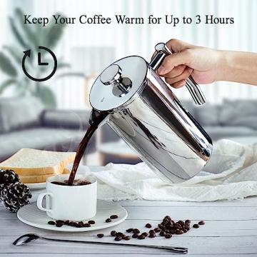 BAYKA French Press Coffee Maker - Insulated, Elegant & Durable