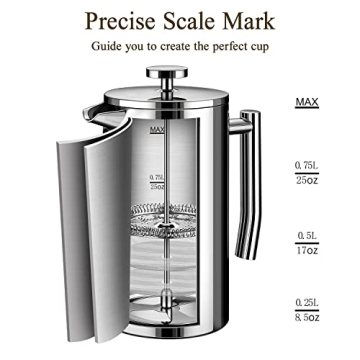 BAYKA French Press Coffee Maker - Insulated, Elegant & Durable