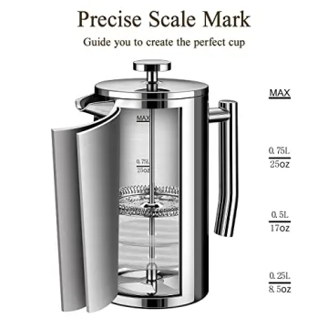 BAYKA French Press Coffee Maker - Insulated, Elegant & Durable