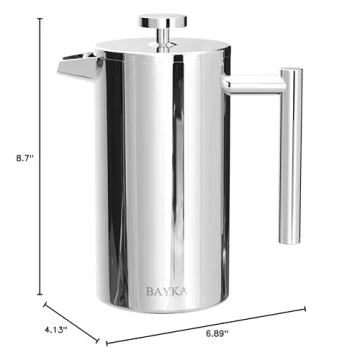 BAYKA French Press Coffee Maker - Insulated, Elegant & Durable