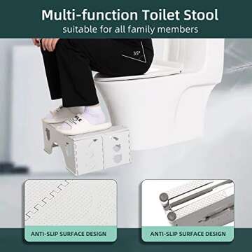 Foldable Toilet Stool, 7inches Healthy Bathroom Squatting Posture Poop Stool with Anti-Slip Feet, A ...