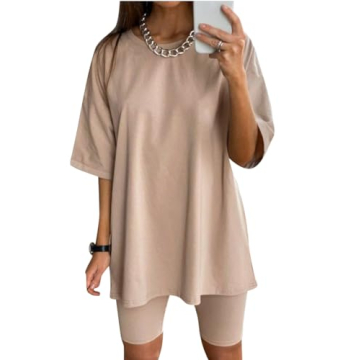 Glamaker Women 2 Piece Outfit sets Casual Oversized T-Shirt Tops Biker Shorts Workout Sport s Tracks...