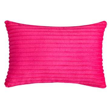 TangDepot, Set of 2 Soft Plush Velvet Big Striped Corduroy Solid Decorative Throw Pillow Covers, Lum...