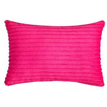 TangDepot Soft Plush Velvet Big Striped Corduroy Decorative Throw Pillow Covers Set of 2 (12"x20", H...