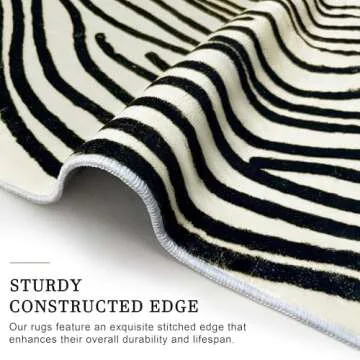 SunNewt 6x9 Rug Modern Abstract Area Rug Contemporary Striped Living Room Rug Stain Resistant Washab...