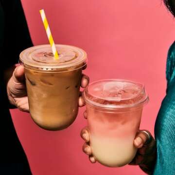 TOSSWARE NATURAL Arc - Plant Based Cups 24 oz - Plastic Alternative Cups for Parties, Bachelorettes, Weddings - Recyclable Clear Cold Cups - Set of 50