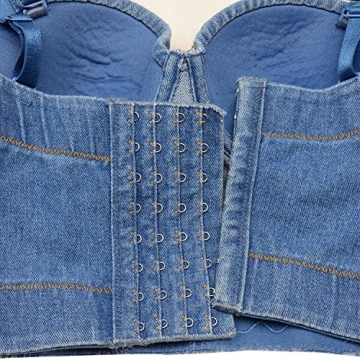 ELLACCI Rhinestone Denim Bustier Top for Parties