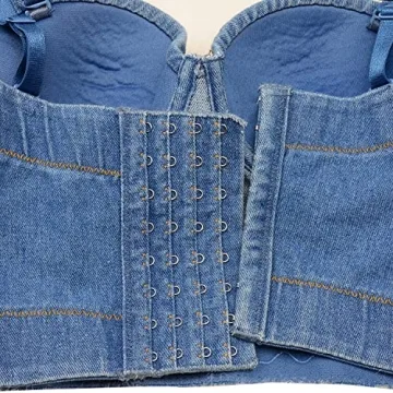 ELLACCI Rhinestone Denim Bustier Top for Parties