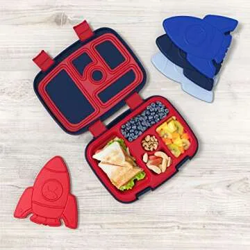 Bentgo 2-in-1 Backpack & Insulated Lunch Bag Set With Kids Prints Lunch Box and 4 Reusable Ice Packs (Space Rockets)