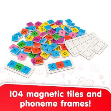 Junior Learning Rainbow Phonics Tiles with Built-in Magnetic Board Multi