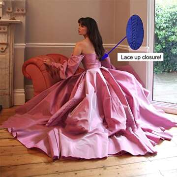 Xjizu Long Puffy Sleeve Prom Dresses Princess Ball Gown for Women Satin Formal Party Wedding Evening...