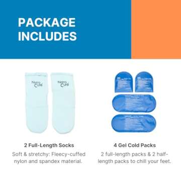 NatraCure Cold Therapy Socks - Reusable Foot Ice Pack - Cooling Socks for Hot Feet, Cold Feet Session for Chemo Socks, Neuropathy Pain Socks, CRPS Relief, Ice Pack for Feet - Size: Small/Medium