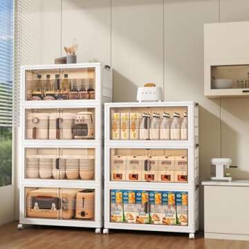 Dimcapo Storage Bins with Lid,78 Quart Collapsible Storage Bins,4 Packs Large Plastic Storage Bins,Closet Organizers and Storage,Double Doors Stackable Storage Bins with Wheels for Home