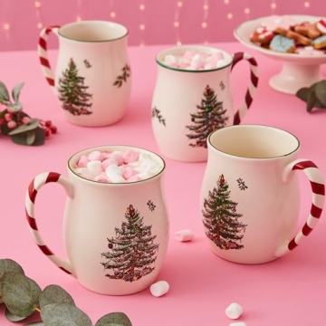 Spode Christmas Tree Mugs Set of 4 - Festive Holiday Design