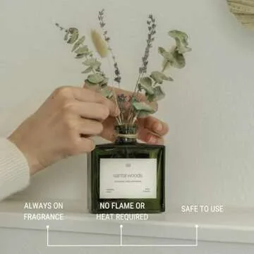 Craft & Kin Reed Diffuser with Dried Flowers | 5 oz Santal Woods Scented Reed Diffusers for Home, Bathroom | Scent Sticks | Elegant Fragrance Home Decor for Men & Women