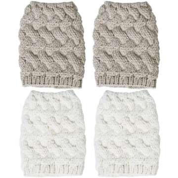 Loritta Womens Boot Socks Winter Warm Crochet Knitted Boot Cuffs Topper Socks Short Leg Warmers Gift...