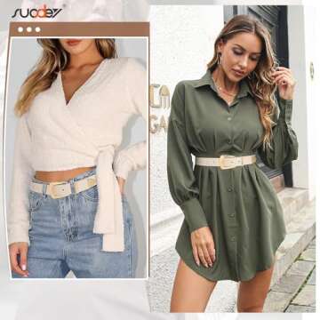 SUOSDEY Women's Vintage Western Leather Belt for Fashion