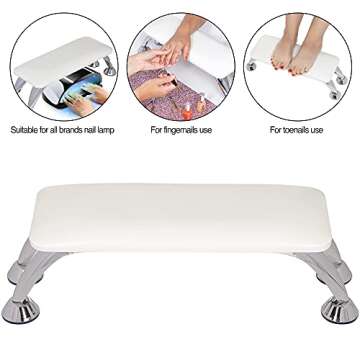 DIUCIS Nail Arm rest Cushion for Acrylic Nails - Professional Arm Rest Nail Table with Mat, Manicure Hand Rest Pillow for Nails Technician Use, Fingernails and Toenails use (White)
