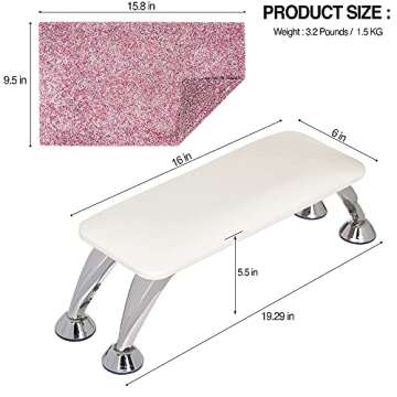 DIUCIS Nail Arm rest Cushion for Acrylic Nails - Professional Arm Rest Nail Table with Mat, Manicure Hand Rest Pillow for Nails Technician Use, Fingernails and Toenails use (White)