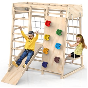 PROY Indoor Jungle Gym - Toddler Climbing Toy Set with Slide and Swing