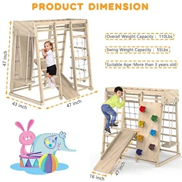 PROY Indoor Jungle Gym for Toddlers - Multifunctional Playset