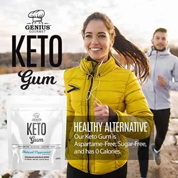 Genius Gourmet Keto Chewing Gum - Sweetened with Birch Xylitol, Aspartame Free, Gluten Free, Sugar Free, Vegan, Low Carb, Delicious Flavor, 50 Pieces (Natural Peppermint)