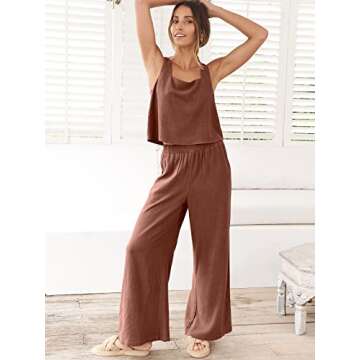 Stylish ANRABESS Women's 2 Piece Linen Summer Outfit