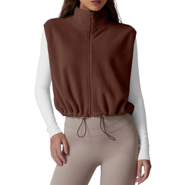 QINSEN Women's Cozy Fleece Bomber Vest - Stylish Winter Warmth