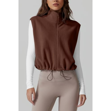 QINSEN Women's Fleece Bomber Vest Winter Warm Outwear