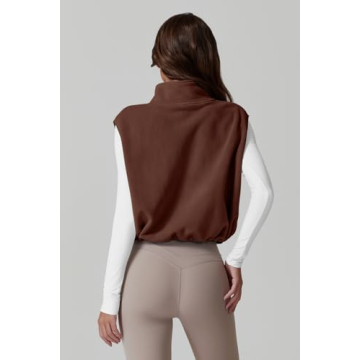 QINSEN Women's Fleece Bomber Vest Winter Warm Outwear