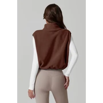 QINSEN Women's Fleece Bomber Vest Winter Warm Outwear