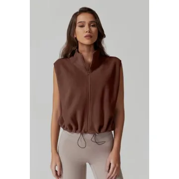 QINSEN Women's Fleece Bomber Vest Winter Warm Outwear