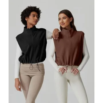 QINSEN Women's Fleece Bomber Vest Winter Warm Outwear