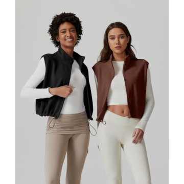 QINSEN Women's Fleece Bomber Vest Winter Warm Outwear